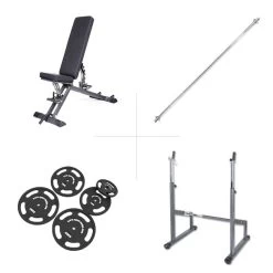 Taurus Halterbank B900 + Lange Halterrek + 75 Kg Set - Fitshop